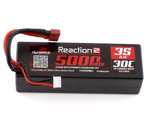 11.1V 5000mAh 3S 30C Reaction 2.0 Hardcase LiPo Battery: Deans