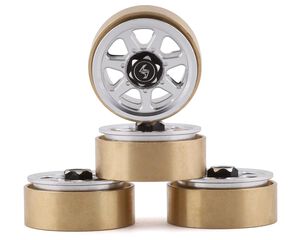 SCX24 Aluminum & Brass 1.0" Beadlock Wheel Set w/Scale Hubs (Silver) (4) (20.5g)