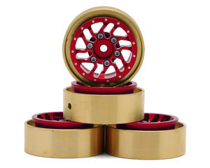 Traxxas TRX-4M Aluminum/Brass Bead-lock Wheel Set (Red) (4) (35g) (Adj. Offset)