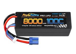 4s 14.8V 8000MAH 100C Lipo Battery w EC5 Plug Hard Case