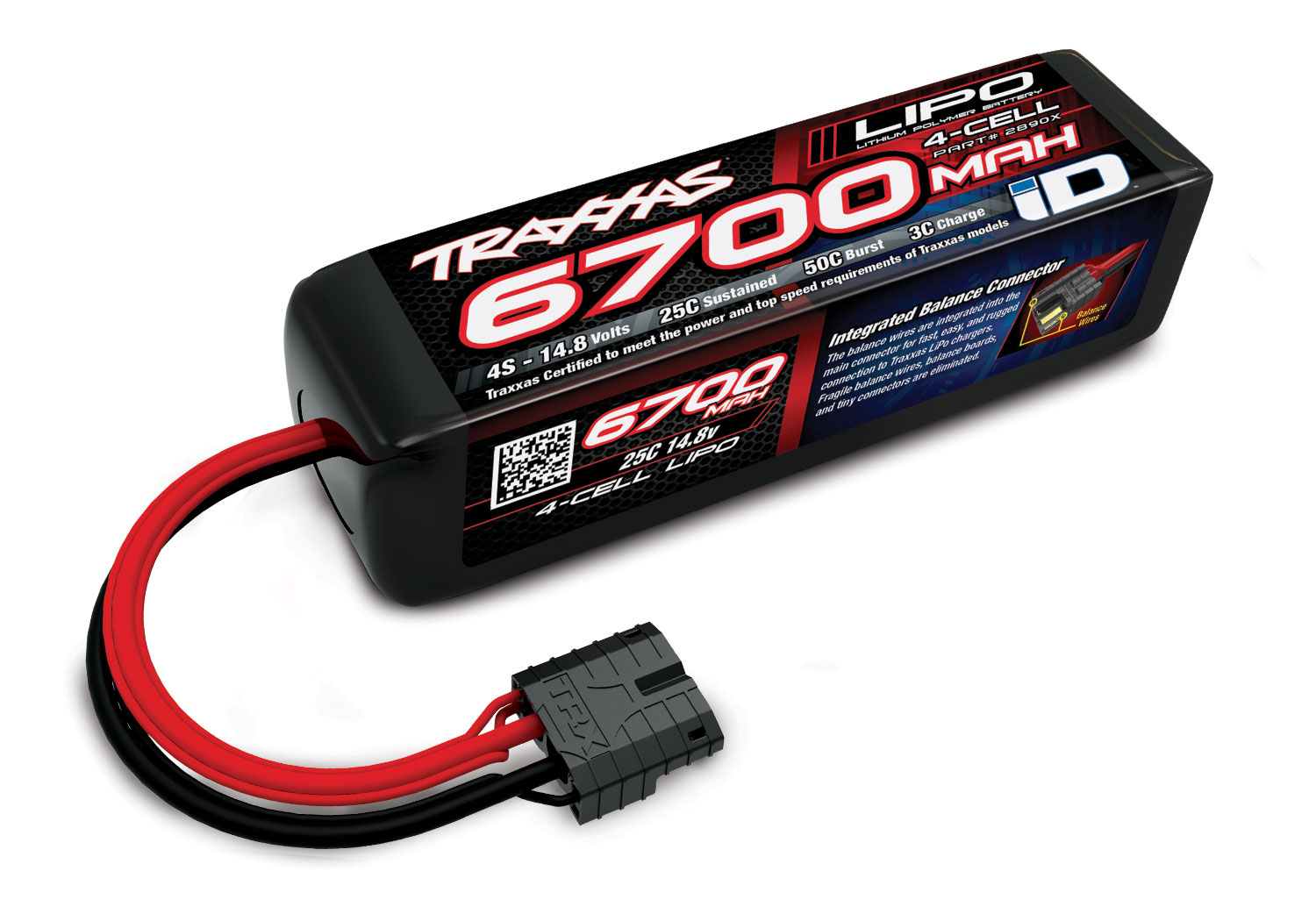 4S "Power Cell" 25C LiPo Battery w/iD Traxxas Connector (14.8V/6700mAh)
