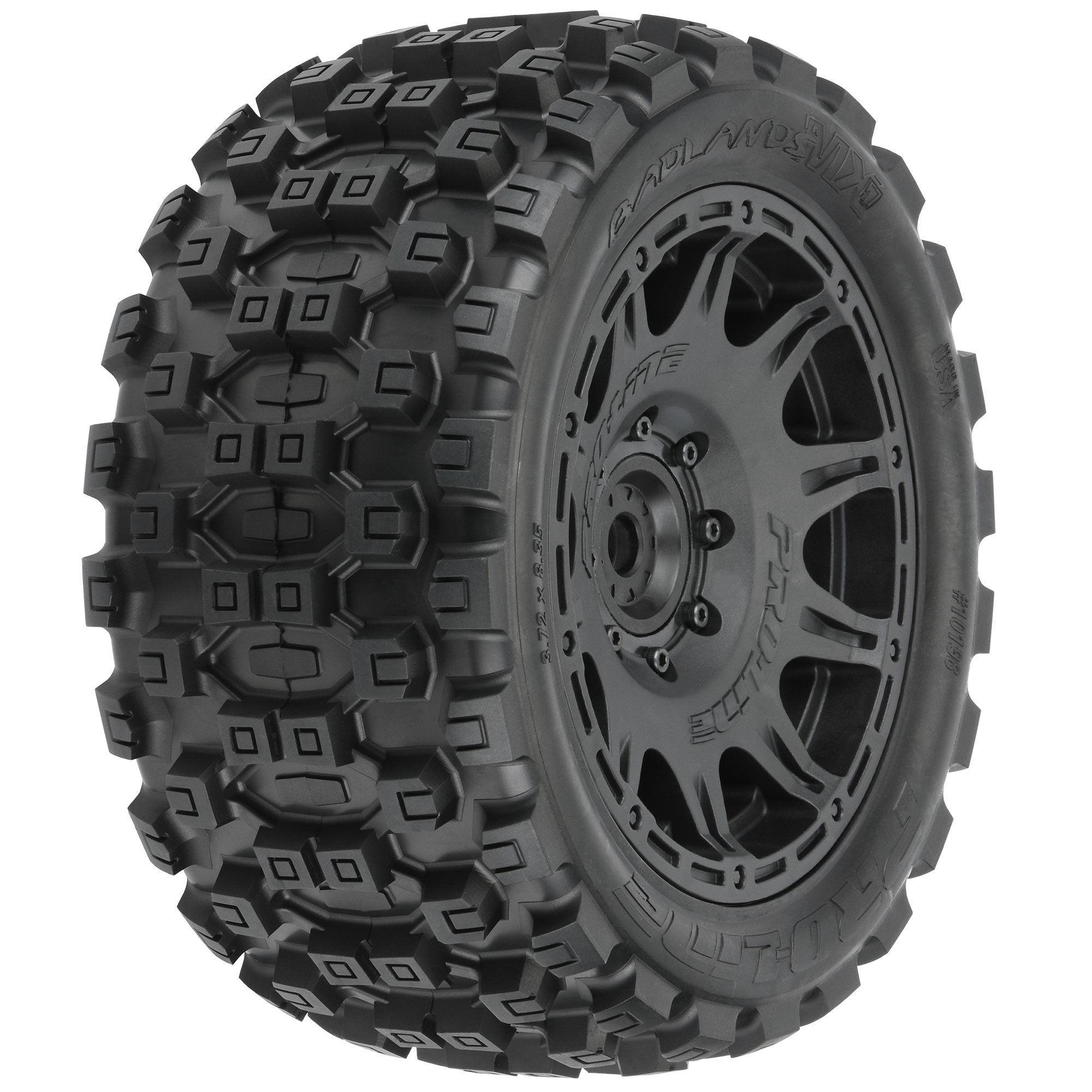 1/6 Badlands MX57 5.7” Tires Mounted on Raid 8x48 Removable 24mm Hex Wheels